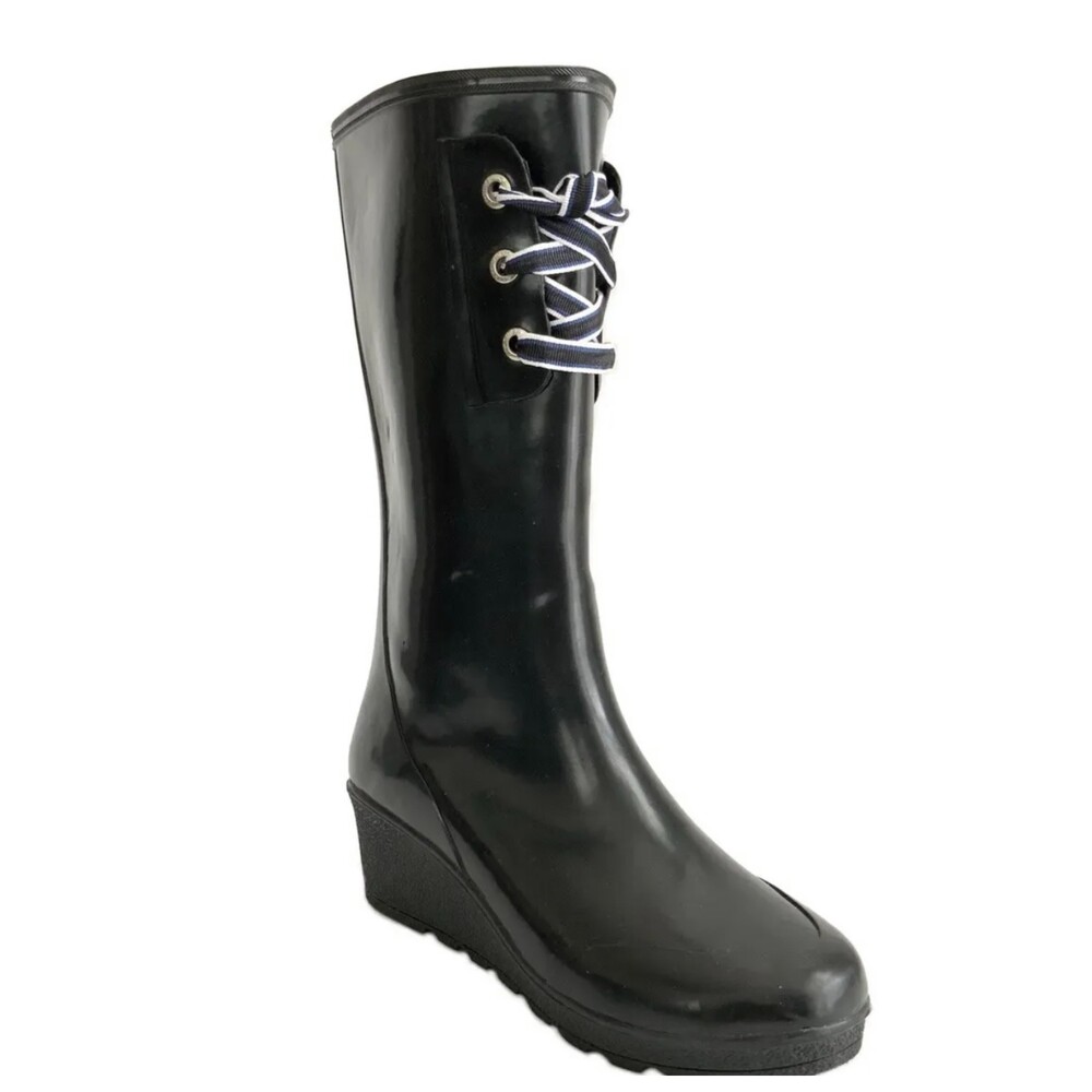 New Sperry Top-sider Rain Boots Waterproof Tall Wedge Rubber Outdoor 10